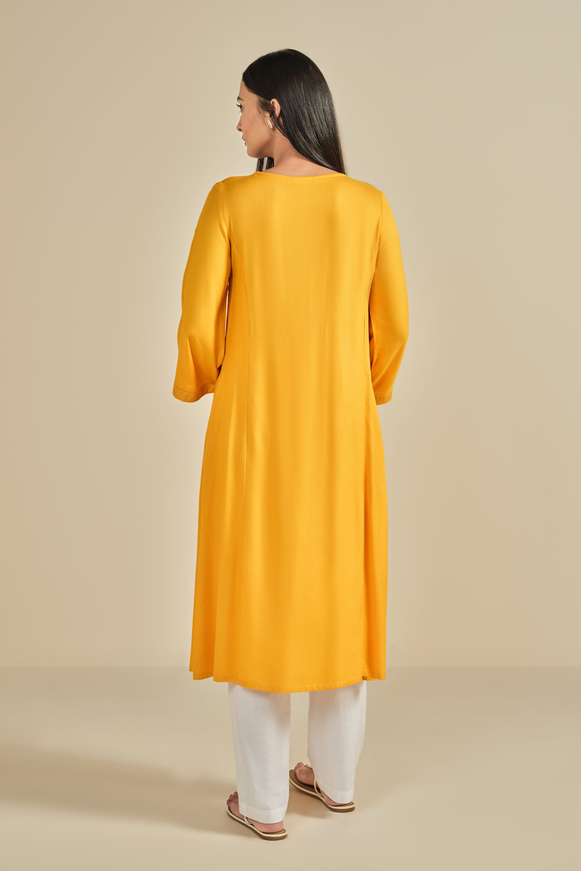 Peela Bloom Kurta, Mustard, image 4